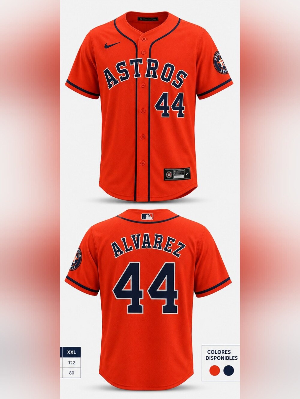 Nike For mens Houston Astros Jose Alvarez #44 Orange Jersey